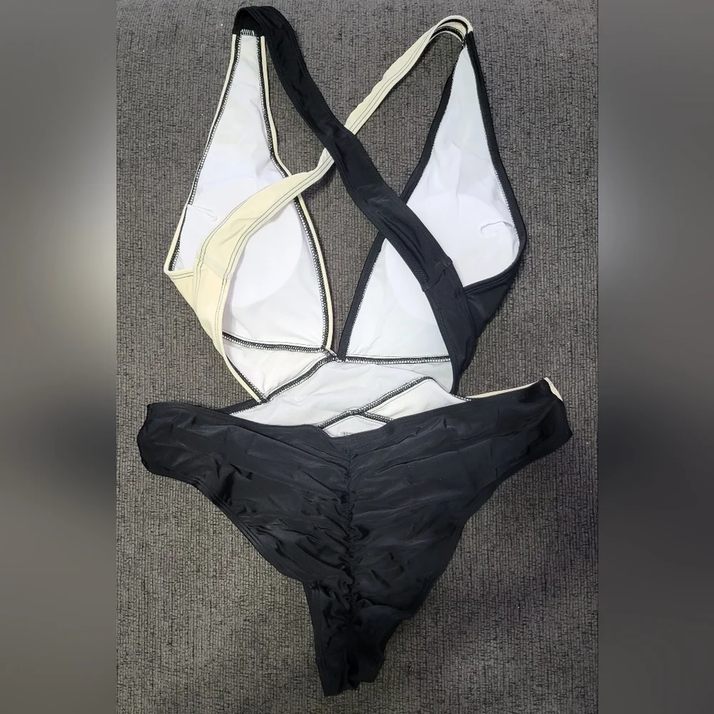 Wrap VNeck Hollow Out One Piece Swimsuit - Picture 8 of 10